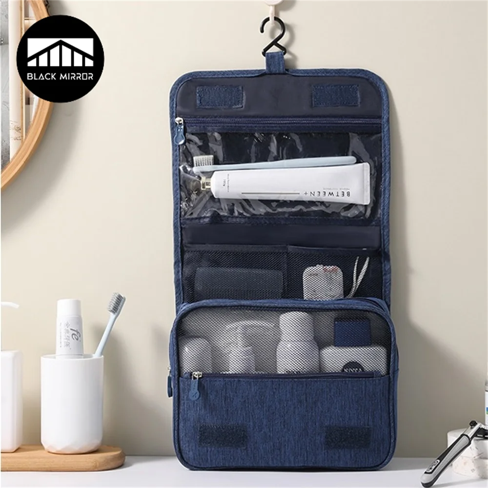 Waschtasche Haken wasserdicht schwarz grau dunkelblau toiletry washbag hanging hook black