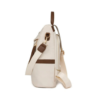 Damen-Rucksack aus Nylon mit Quaste und rückseitigem Reißverschluss