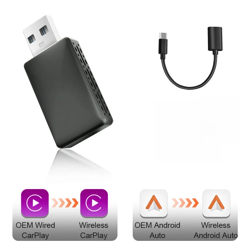 2026 Wireless CarPlay Android Auto Adapter 2-in-1 5GHz WLAN USB Plug and Play