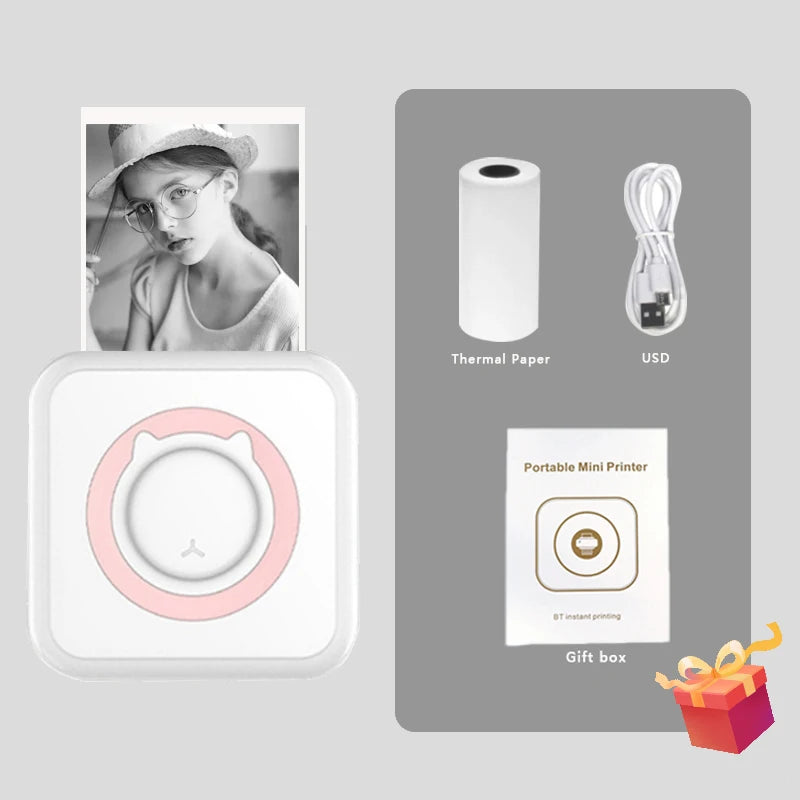 Tragbarer Mini Thermodrucker Bluetooth Foto Etiketten Drucker 203 DPI kabellos