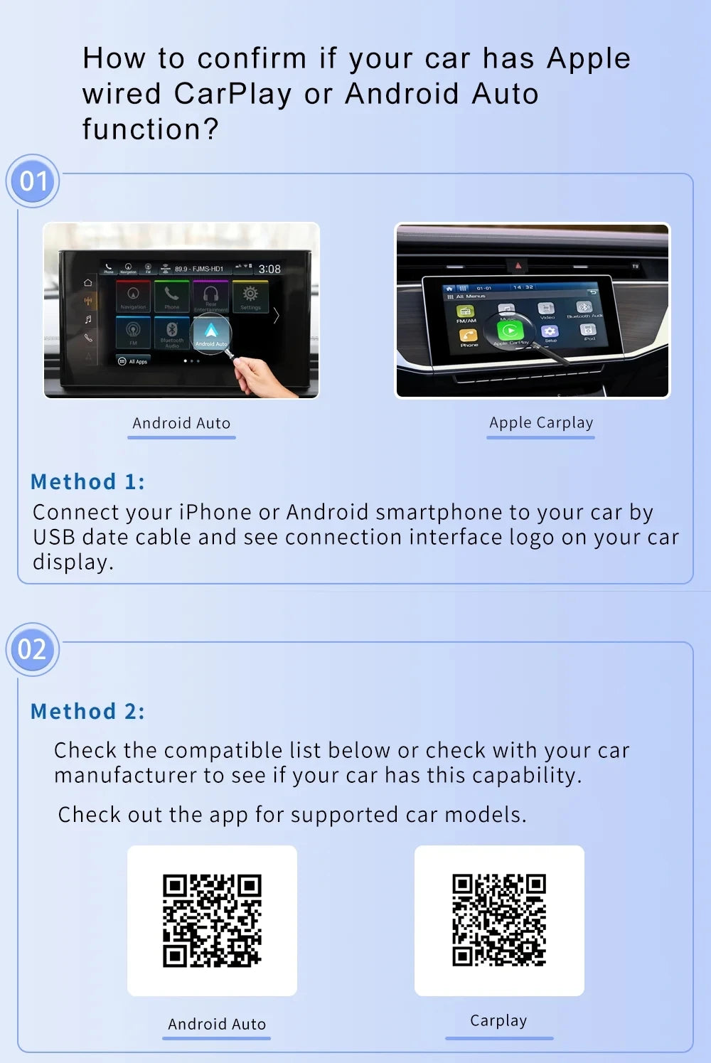 2-in-1 Wireless CarPlay Android Auto Adapter USB 5G WiFi Plug and Play Dongle