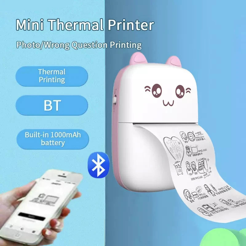 Thermodrucker blau Seitenansicht portable thermal printer blue side view