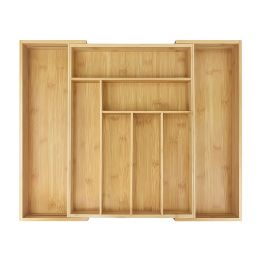 Bambus Besteckorganizer ausziehbar 6-8 Faecher bamboo cutlery drawer organiser extendable