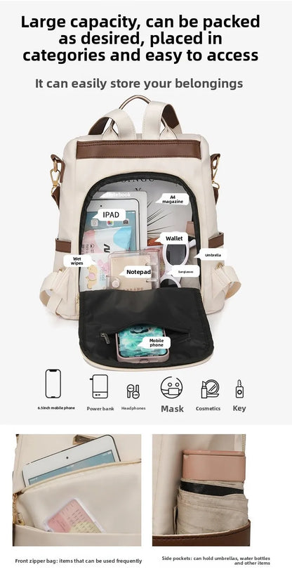Damen-Rucksack aus Nylon mit Quaste und rückseitigem Reißverschluss