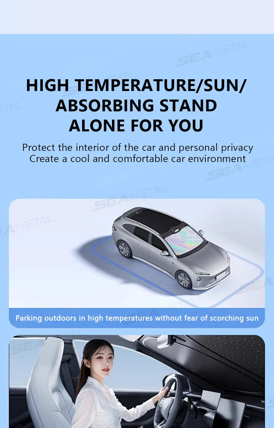 SEAMETAL Auto Sonnenschutz Windschutzscheibe 5-Lagen Faltbar Universal PKW SUV
