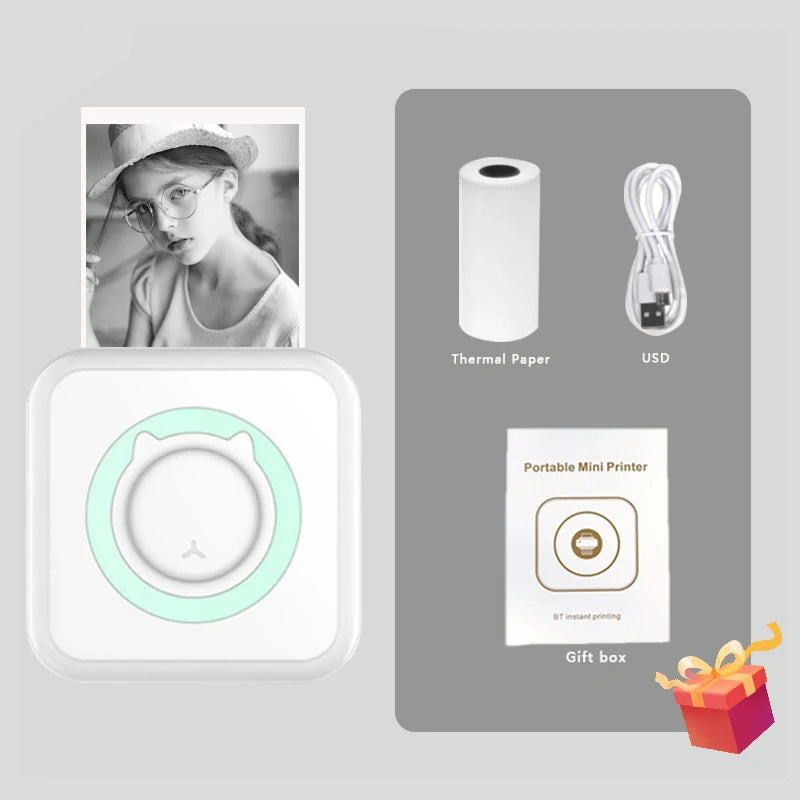 Tragbarer Mini Thermodrucker Bluetooth Foto Etiketten Drucker 203 DPI kabellos