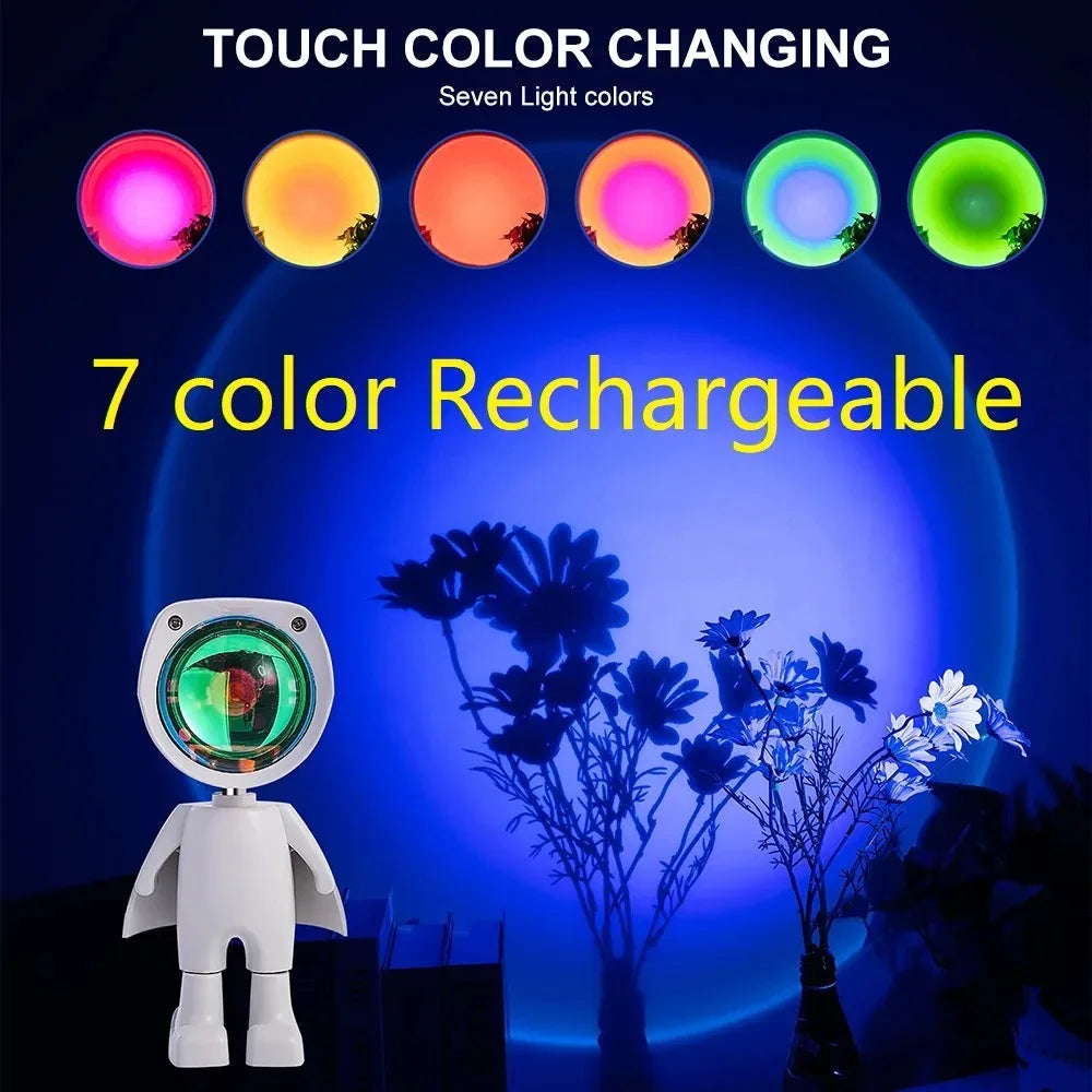 Astronaut Projektor aufladbar Regenbogen Sonnenuntergang Nachtlicht Kinderzimmer