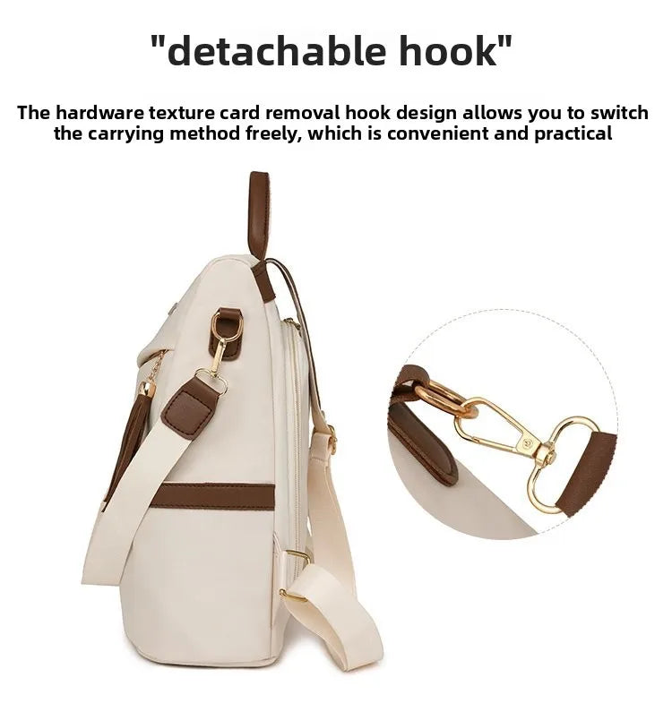 Damen-Rucksack aus Nylon mit Quaste und rückseitigem Reißverschluss