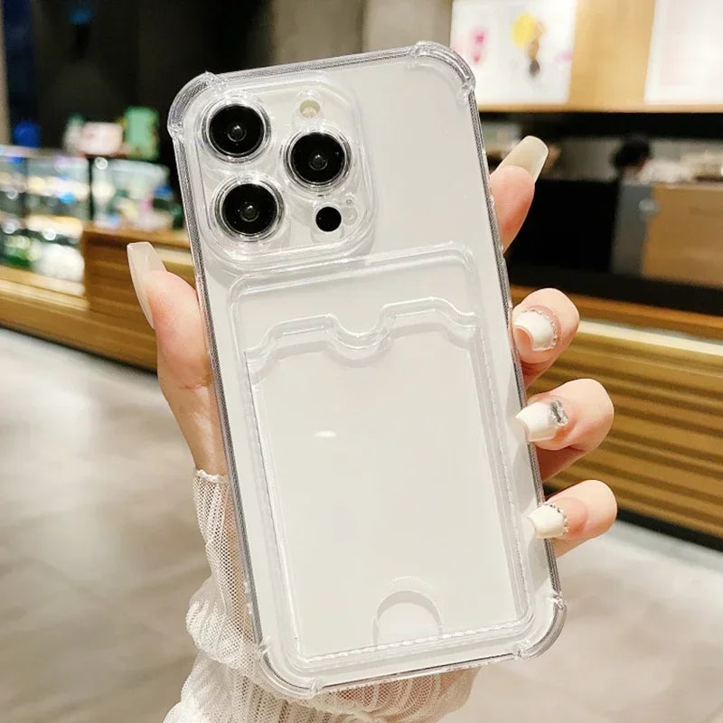 Transparente iPhone Huelle Kartenhalter Produktfoto transparent card holder case iphone front Bild 7