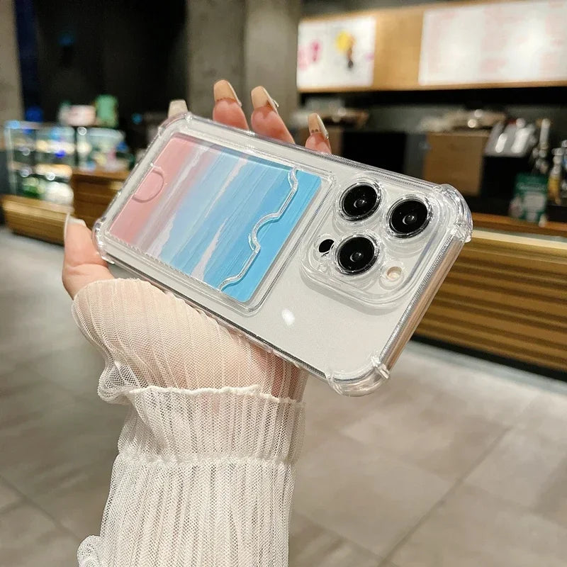 Transparente iPhone Huelle Kartenhalter Produktfoto transparent card holder case iphone front Bild 11