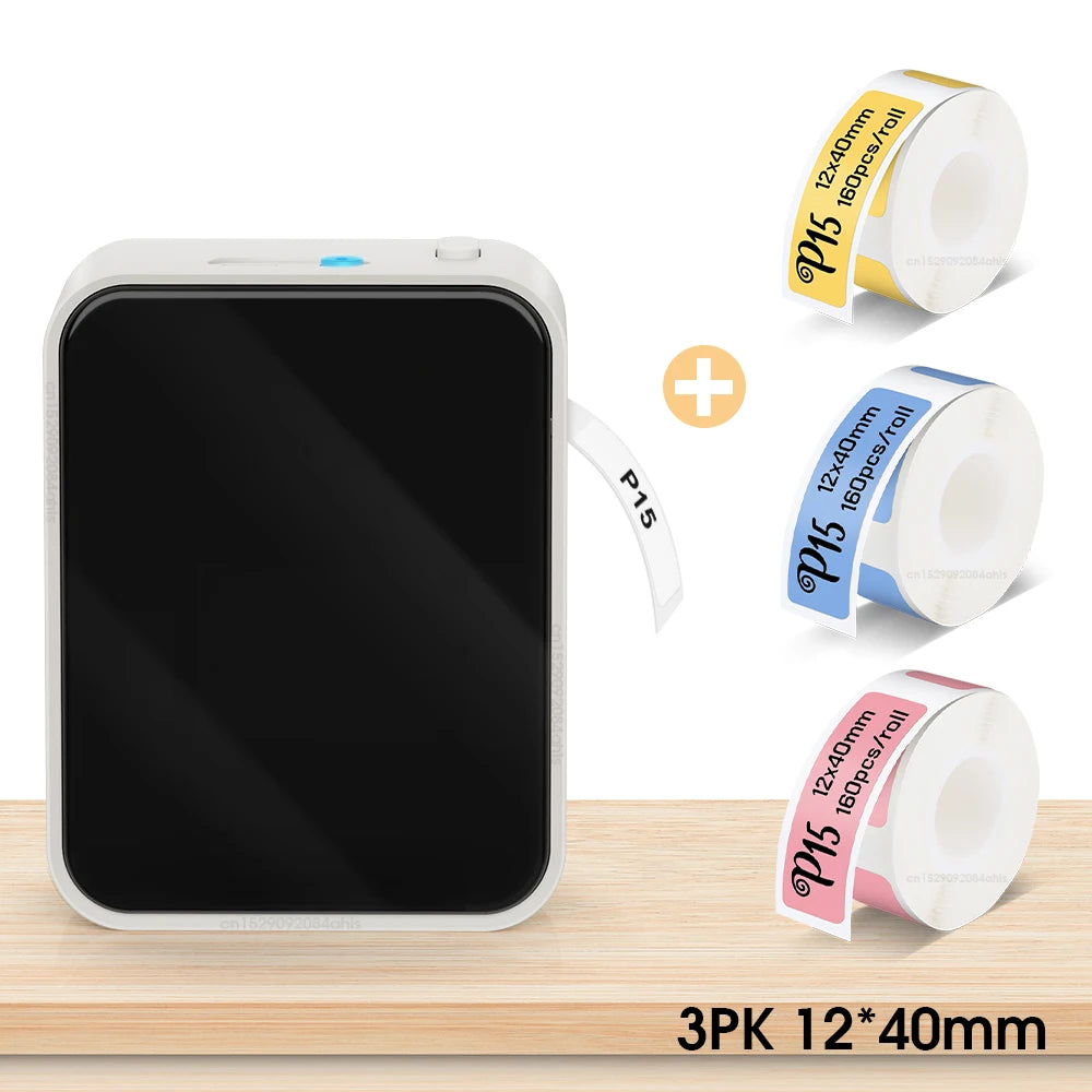 P15 Bluetooth Etikettendrucker Mini Thermodrucker Tintenfrei iOS Android 203 DPI