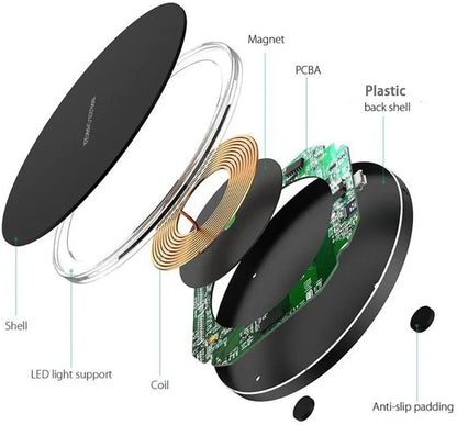 Qi-Ladepad mit LED-Anzeige in Schw