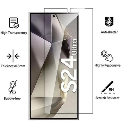 4er-Pack Panzerglas Samsung Galaxy S24 blasenfrei montieren - Installationsansicht bubble-free install