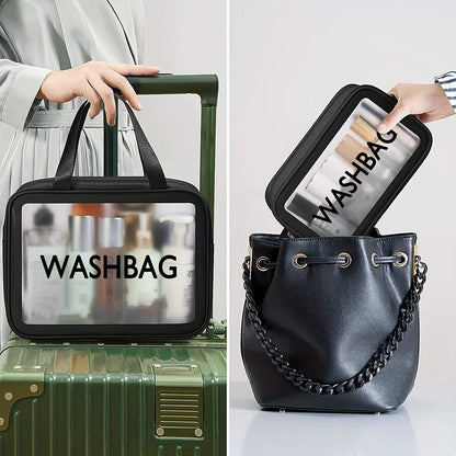 Waschtasche geoeffnet Faecher toiletry bag open compartments