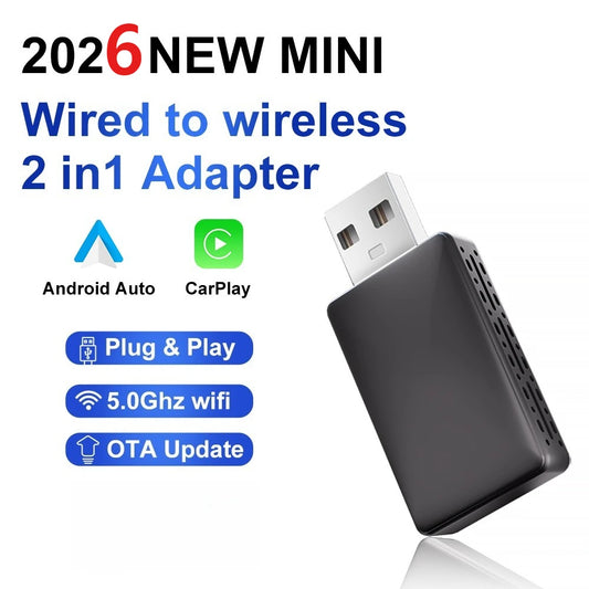 2026 Wireless CarPlay Adapter 2in1 Neuheit front view 2026 carplay adapter newest