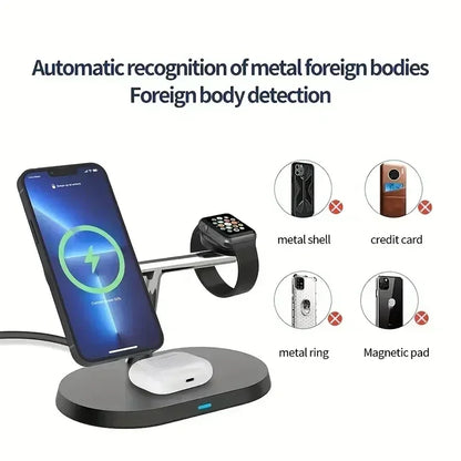 Magnetischer 3-in-1-Ladeständer für kompatible Apple-Geräte