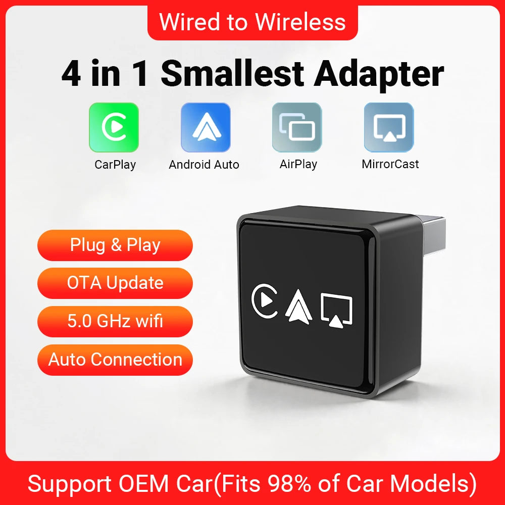 2026 Wireless CarPlay Android Auto Adapter 5G WLAN OTA Toyota Audi VW Plug Play