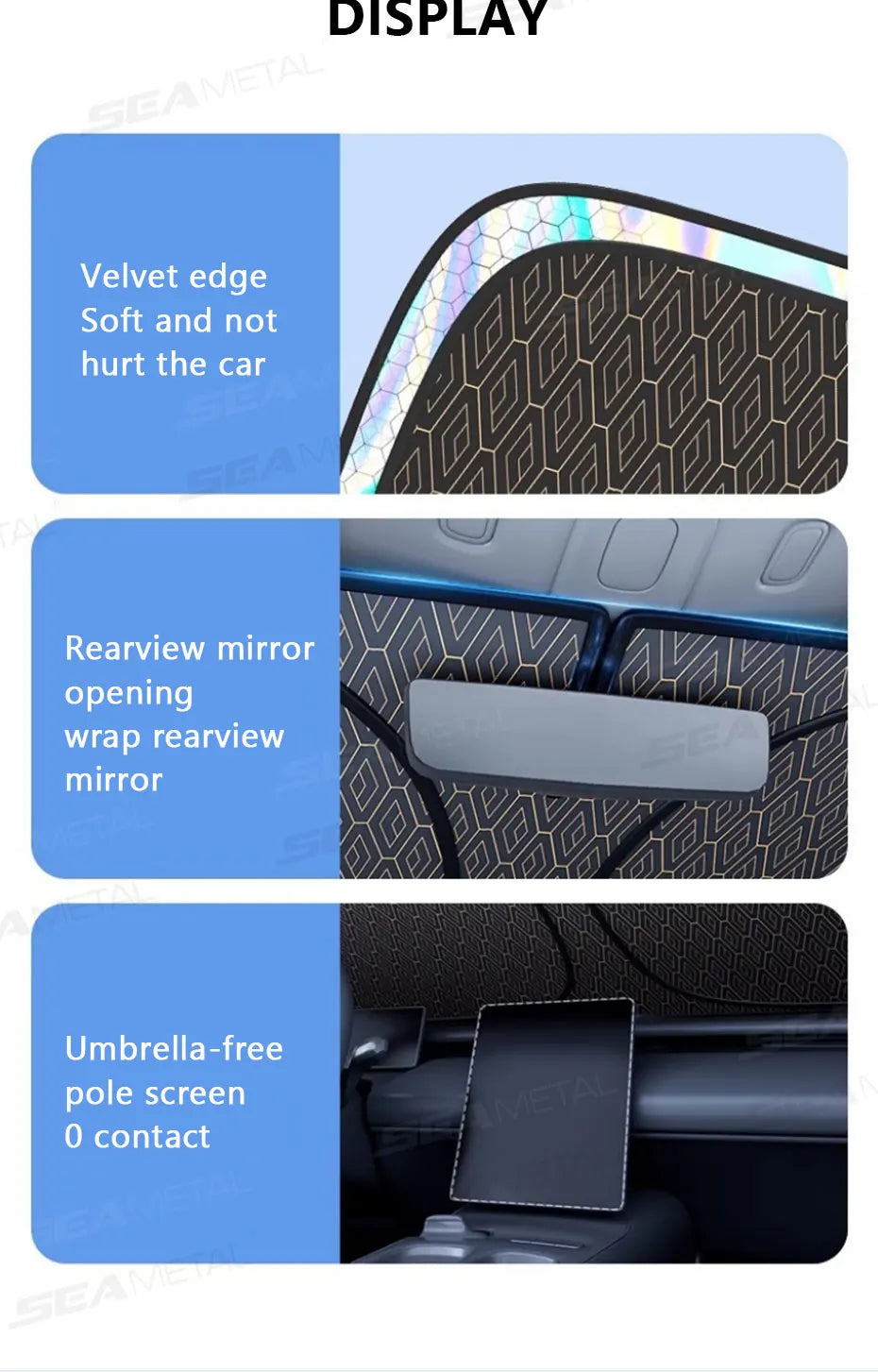 SEAMETAL Auto Sonnenschutz Windschutzscheibe 5-Lagen Faltbar Universal PKW SUV