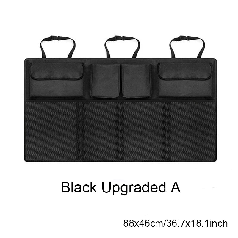 Seitenansicht Kofferraum-Organizer am Autositz befestigt side view car seat back organizer