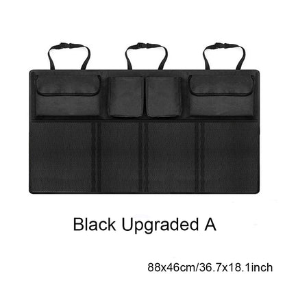 Seitenansicht Kofferraum-Organizer am Autositz befestigt side view car seat back organizer