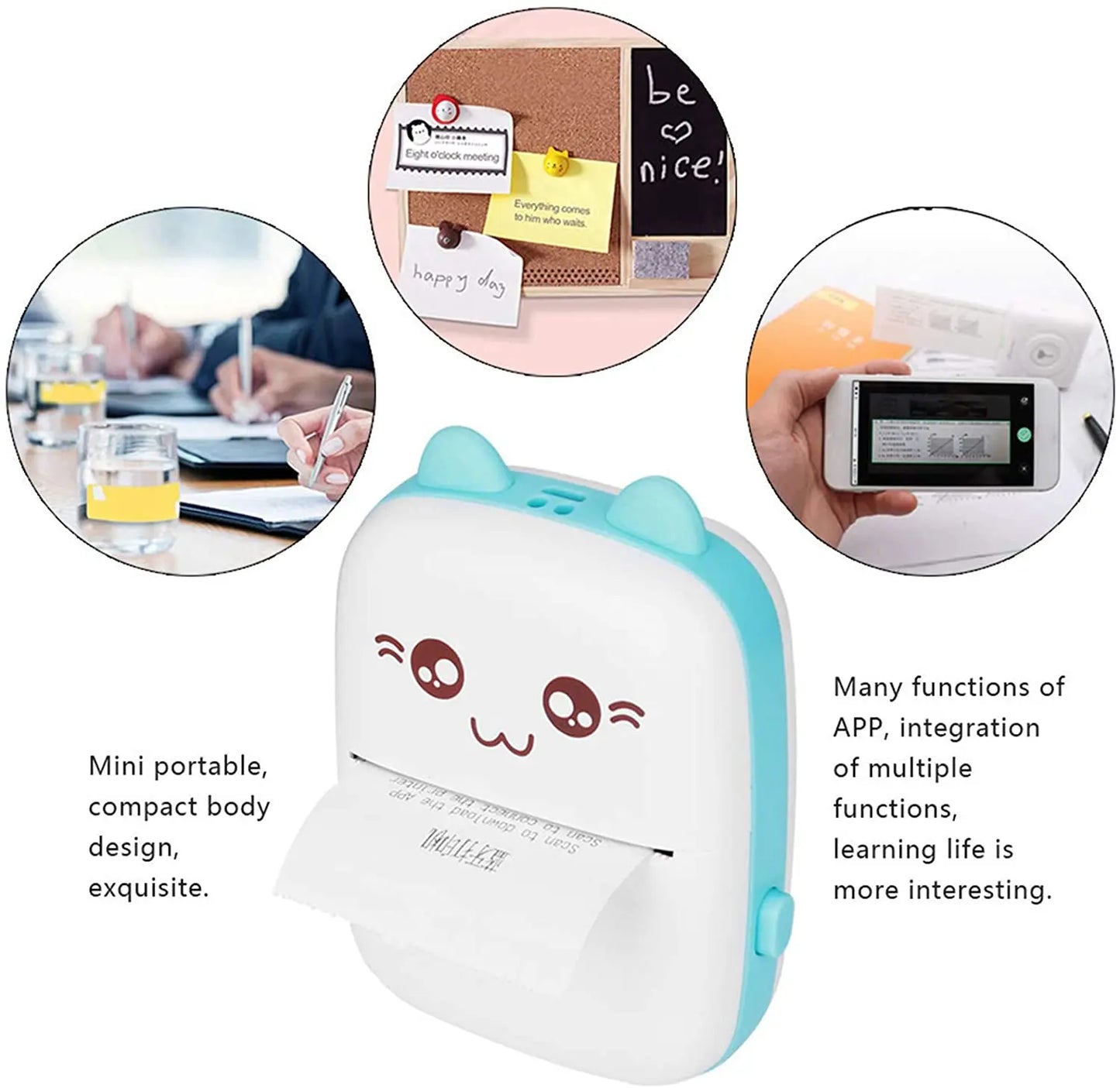 Tragbarer Mini Thermodrucker Bluetooth Foto Etiketten Drucker 203 DPI kabellos