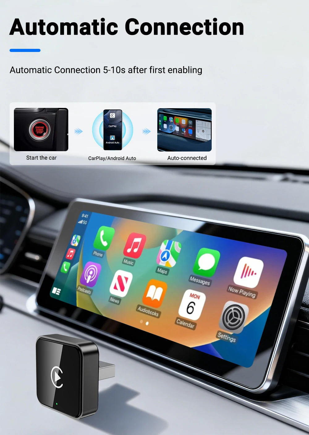2026 Wireless CarPlay Android Auto Adapter 5G WLAN OTA Toyota Audi VW Plug Play