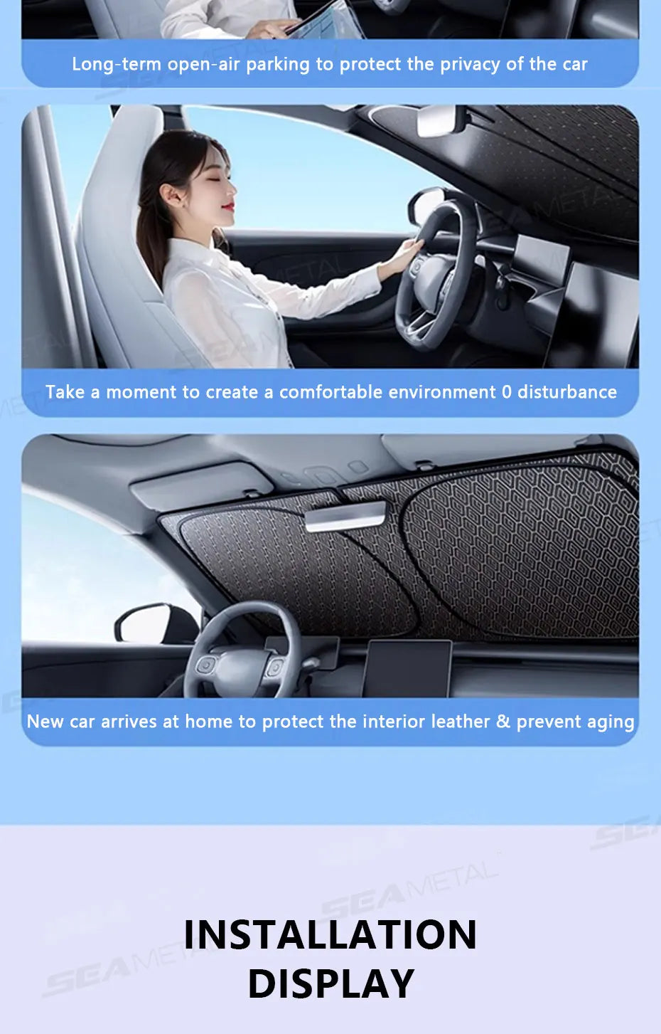 SEAMETAL Auto Sonnenschutz Windschutzscheibe 5-Lagen Faltbar Universal PKW SUV