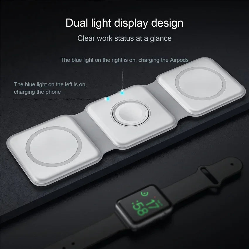3-in-1 Wireless Ladestation MagSafe iPhone Apple Watch AirPods Qi Schnellladen