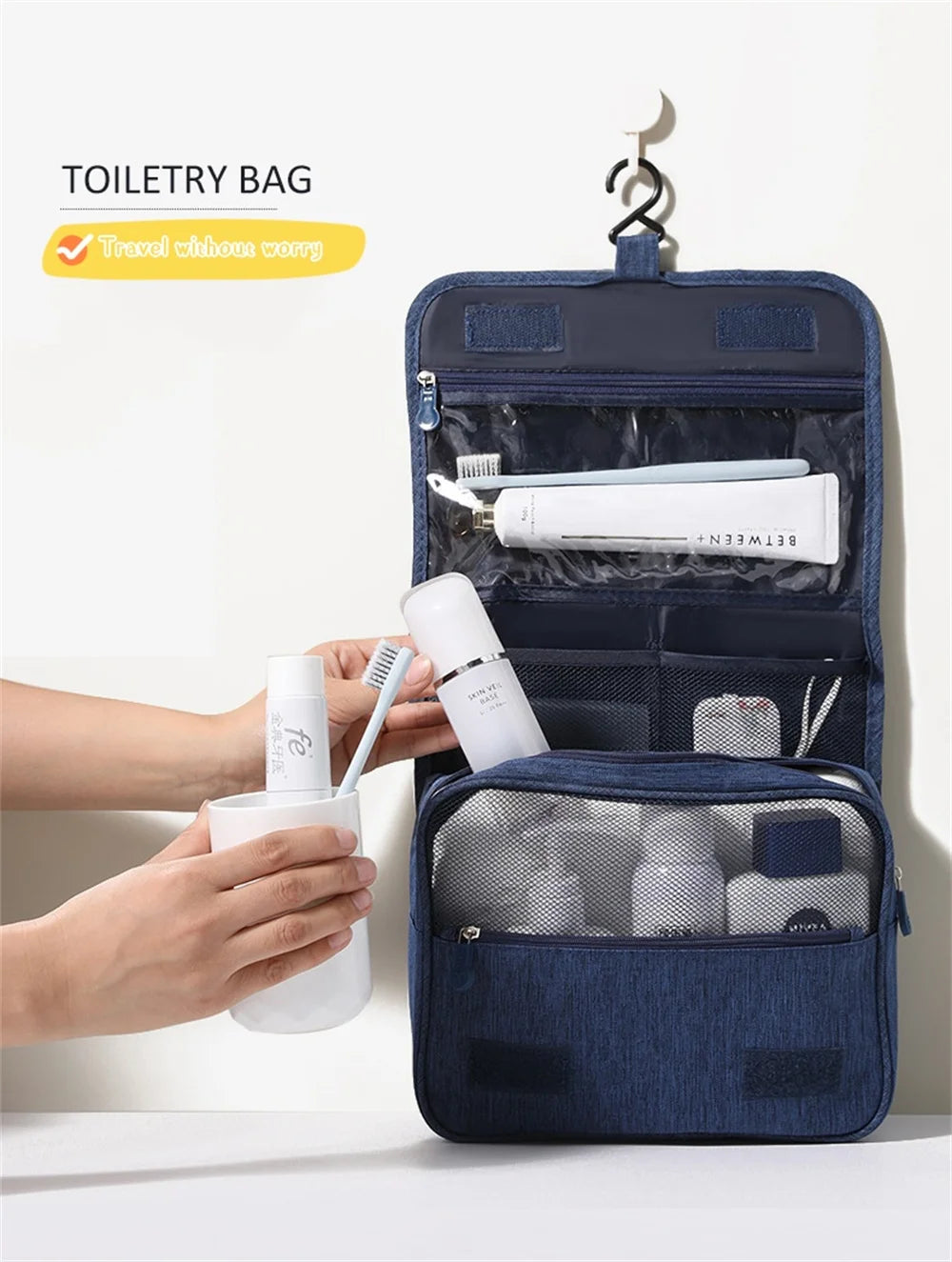 Portable Waschtasche mit Haken Wasserdicht Damen Herren Große Kapazität Reise