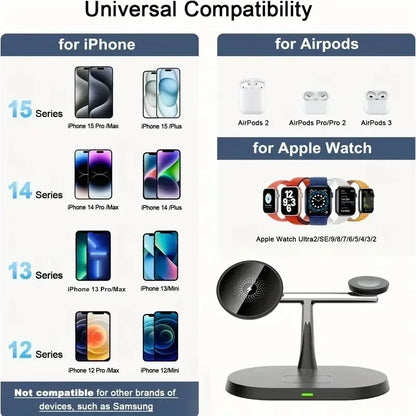 Magnetischer 3-in-1-Ladeständer für kompatible Apple-Geräte