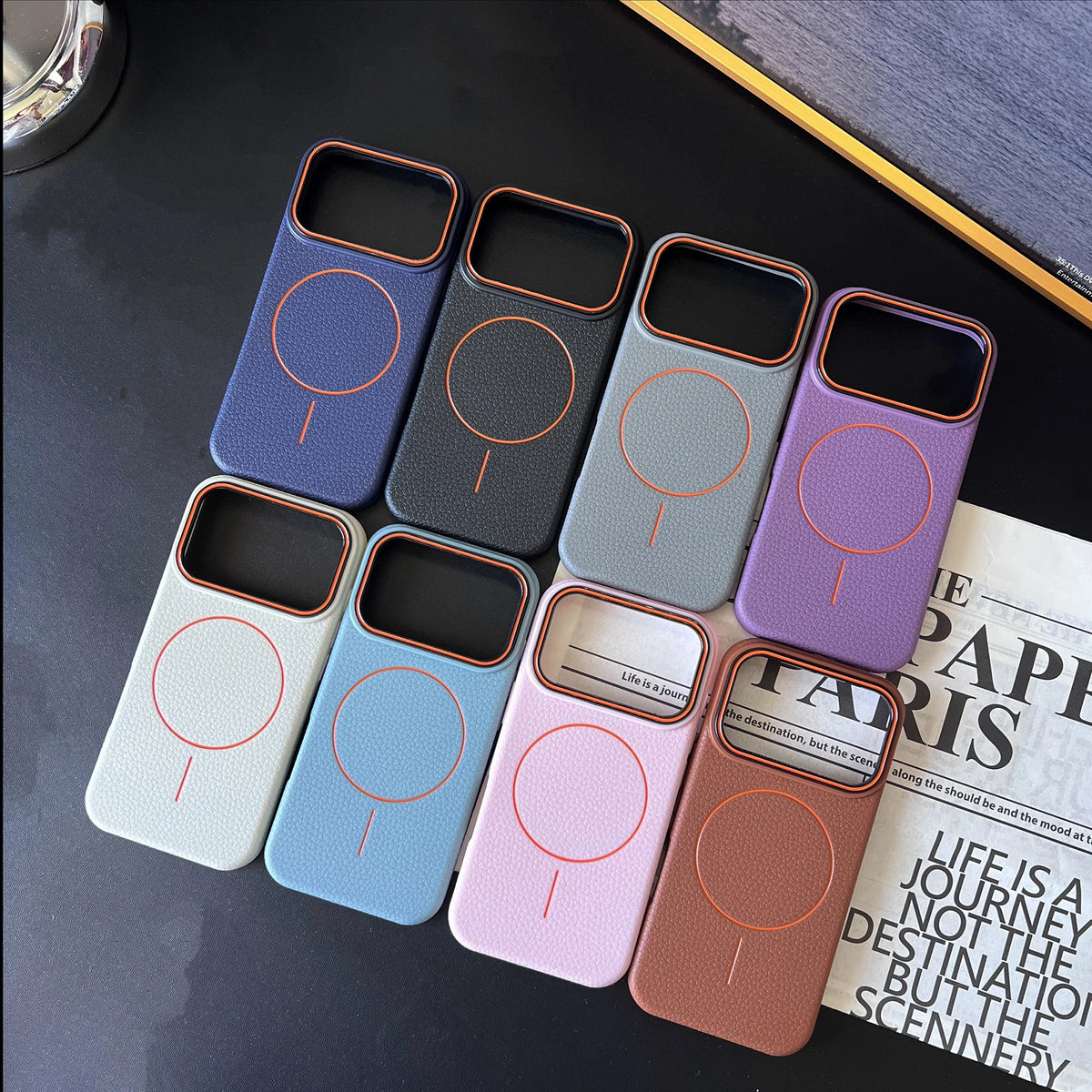 Litschi iPhone Huelle Farbvarianten dunkelblau schwarz braun litchi case color variants blue black