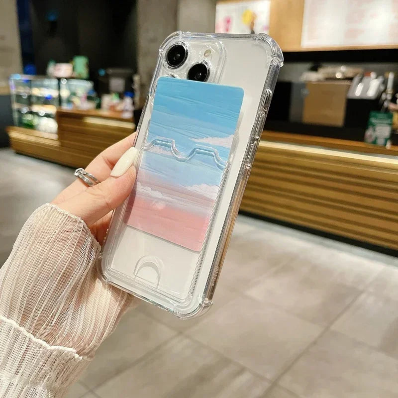 Transparente iPhone Huelle Kartenhalter Produktfoto transparent card holder case iphone front Bild 9