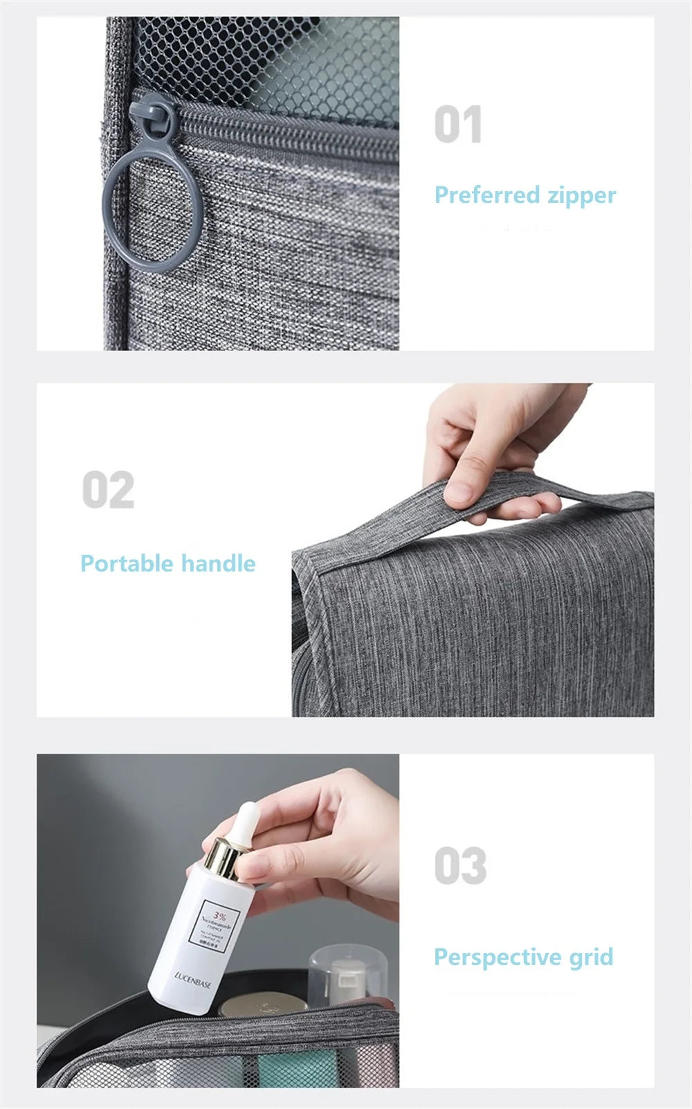 Portable Waschtasche mit Haken Wasserdicht Damen Herren Große Kapazität Reise