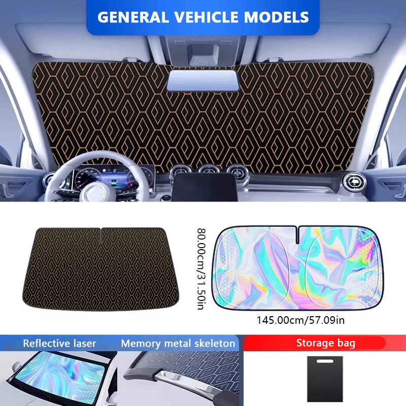 SEAMETAL Auto Sonnenschutz Windschutzscheibe 5-Lagen Faltbar Universal PKW SUV
