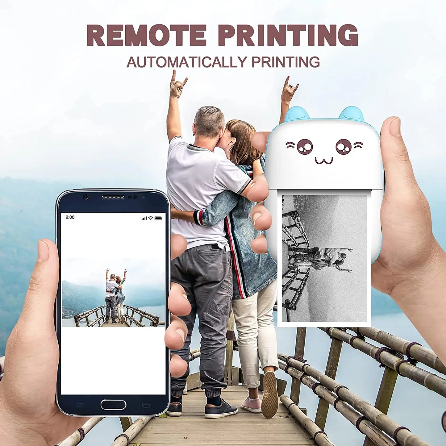 Tragbarer Mini Thermodrucker Bluetooth Foto Etiketten Drucker 203 DPI kabellos