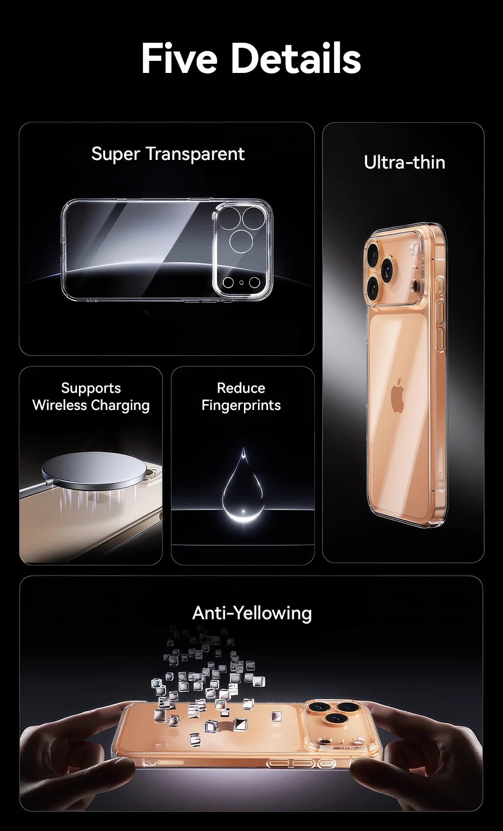 Kristallklare PC iPhone Huelle iPhone 16 17 Pro Max Produktfoto crystal clear pc case front Bild 12