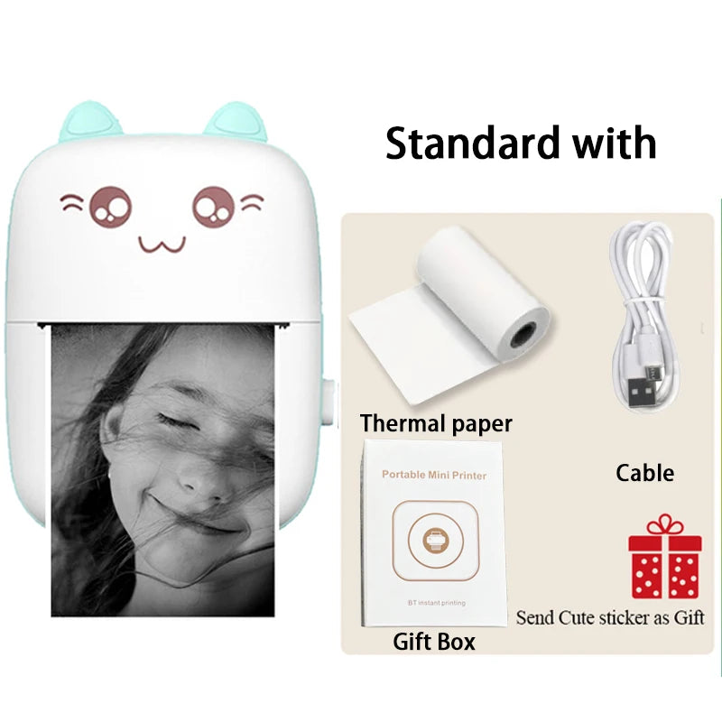 Tragbarer Mini Thermodrucker Bluetooth Foto Etiketten Drucker 203 DPI kabellos
