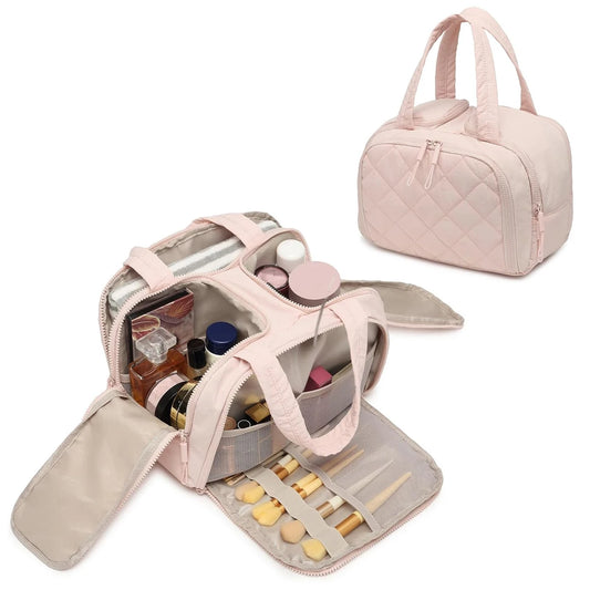 YANZAI Kosmetik Reisetasche grosse Kapazitaet beige schwarz pink travel cosmetic bag