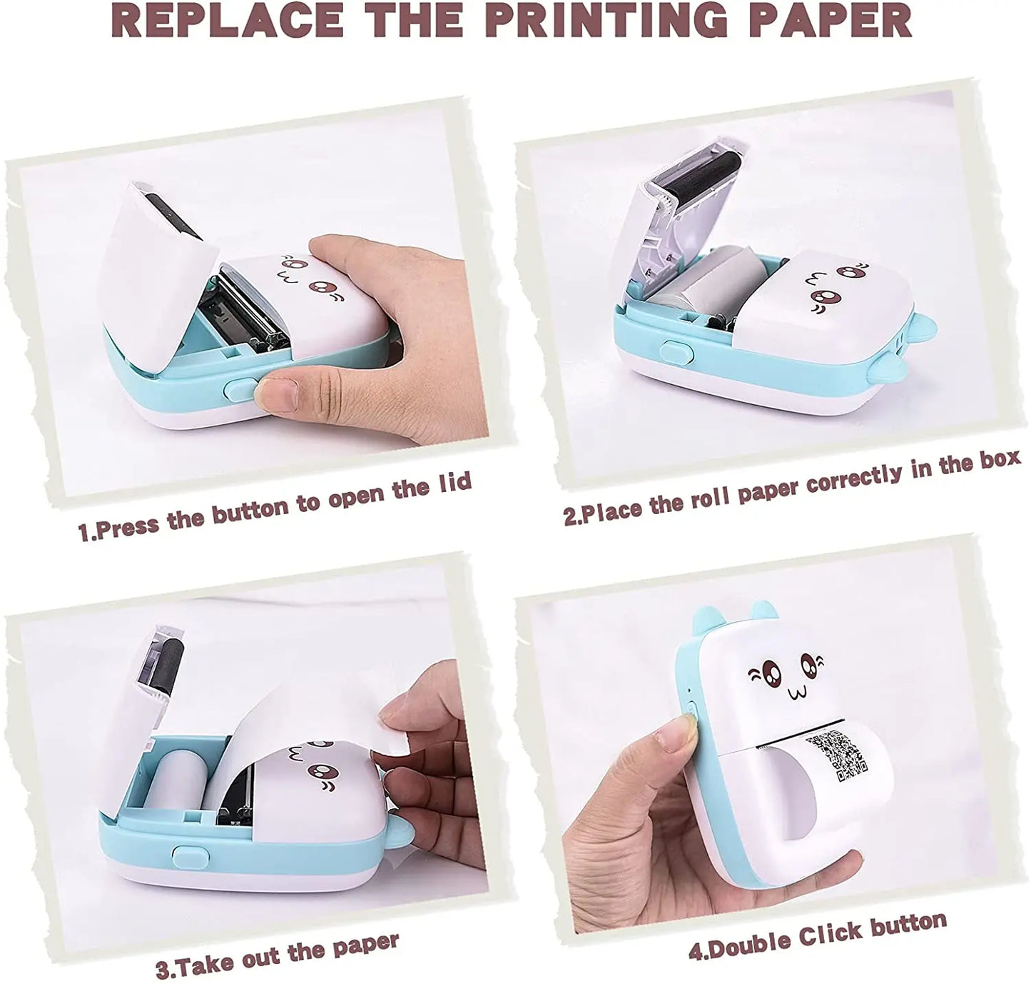 Tragbarer Mini Thermodrucker Bluetooth Foto Etiketten Drucker 203 DPI kabellos