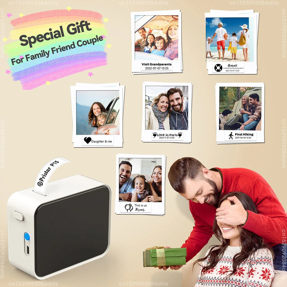 P15 Bluetooth Etikettendrucker Mini Thermodrucker Tintenfrei iOS Android 203 DPI