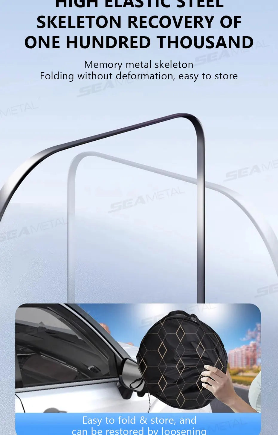 SEAMETAL Auto Sonnenschutz Windschutzscheibe 5-Lagen Faltbar Universal PKW SUV