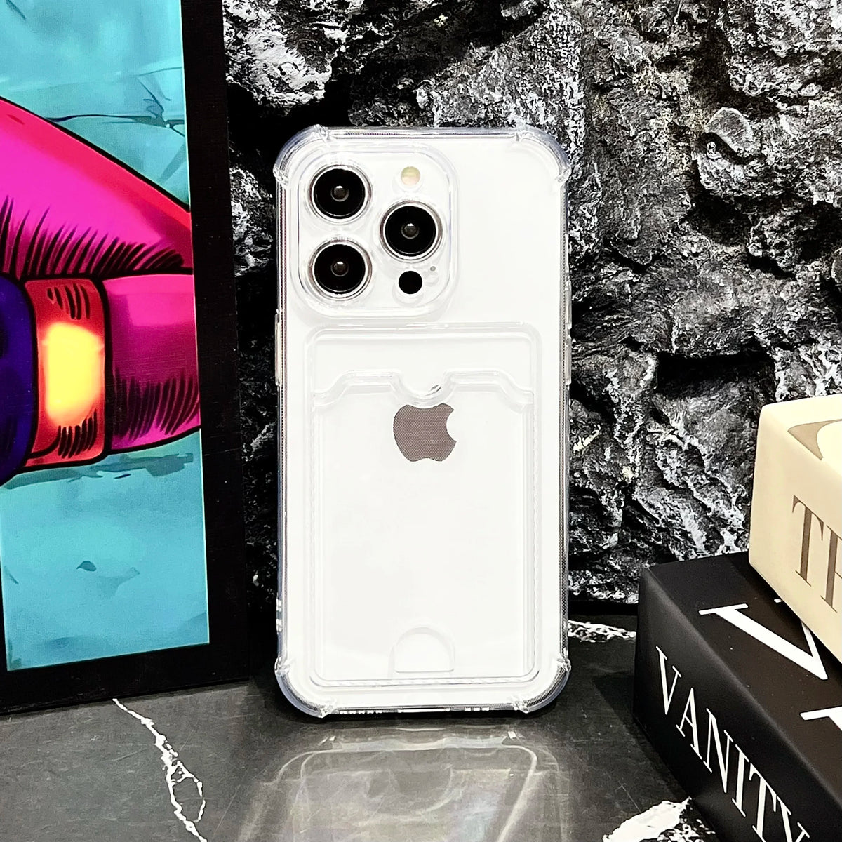 Transparente iPhone Huelle Kartenhalter Produktfoto transparent card holder case iphone front Bild 6