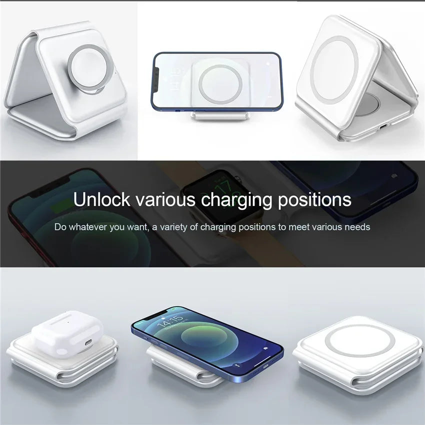 3-in-1 Wireless Ladestation MagSafe iPhone Apple Watch AirPods Qi Schnellladen