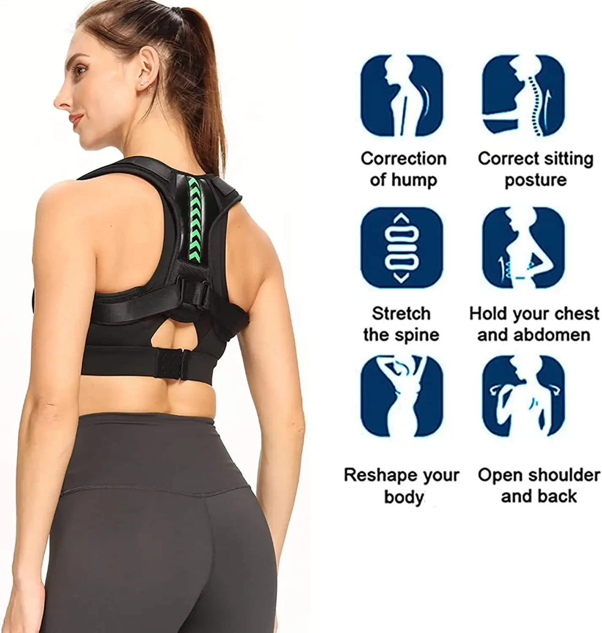 KSY LumboTrain Posture Corrector Detail mit gruenem Wirbelsaeulen-Ausrichtungsstreifen